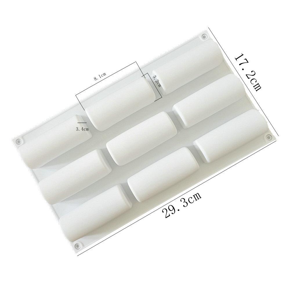 

9-Cavity Semi-Cylindrical Silicone Mold - French Mousse Cake Sausage-Shaped Chocolate West Point Baking Tool
