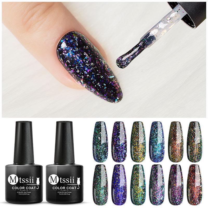 

6 мл / бутылка Голографический блеск УФ Гель Лак для ногтей Замочите маникюрный лак