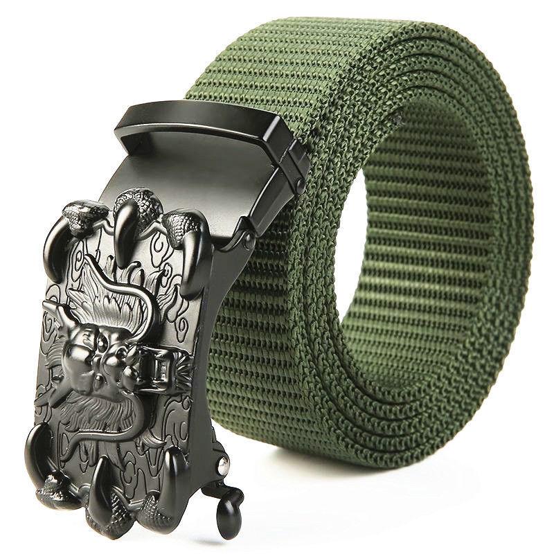 Men'S Nylon Belt Business Automatic Buckle Belt Casual Canvas Toothless Buckle Belt Strength Delivery