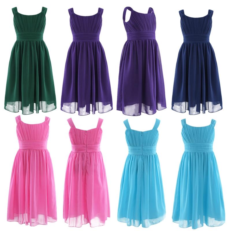 

Flower Girl s Dress Ruffled Chiffon Wedding Bridesmaid Youth Big Girls Pageant Party Evening Prom Gowns 14-16 Years зелений
