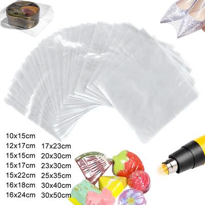 100 szt. POF Shrink Wrap Bags Przezroczysta folia termokurczliwa do pakowania domowych opakowań DIY Mydło Bomba kąpielowa Świeca