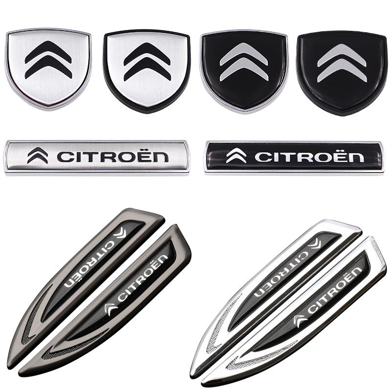 2pcs/1pair New Citroen 3D Logo Metal Car Fender Side Car Door Emblem Car Window Sticker Styling Accessories