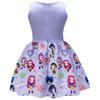 Kids Girls Anime Cartoon K-Pop Hunters Rumi Zoey Mira Printed Bow Sleeveless Casual Dress