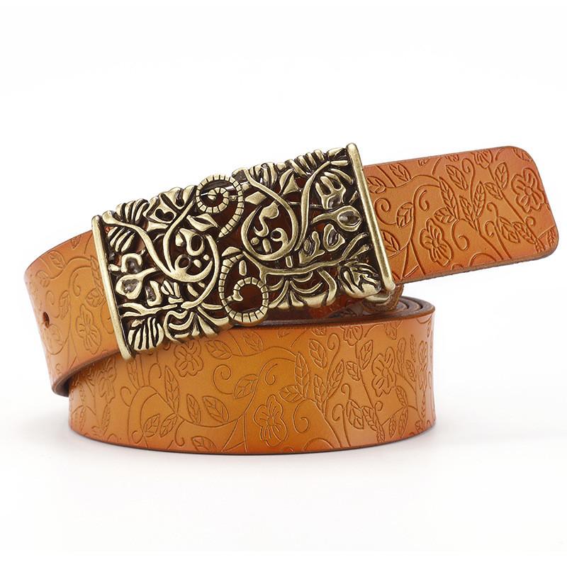 Classic Genuine Leather Womens Belt With Smooth Alloy Buckle For Fashion And Office Wear