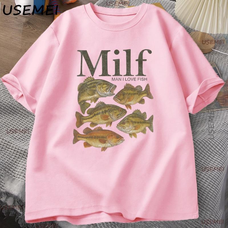 Unisex I Love Fish TShirt Funny Vintage Meme Fish T Shirt Casual Short Sleeve Round Neck Unisex Tee Cotton Loose Male Clothes