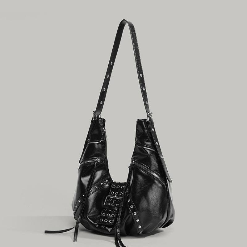 Croissants, Spicy Girl Style Motorcycle Bag, Niche, Laid-back, Simple and Fashionable Single-shoulder Dumpling Bag