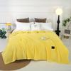 Thickened Flannel Striped Velvet Blanket, Plain Color Coral Fleece