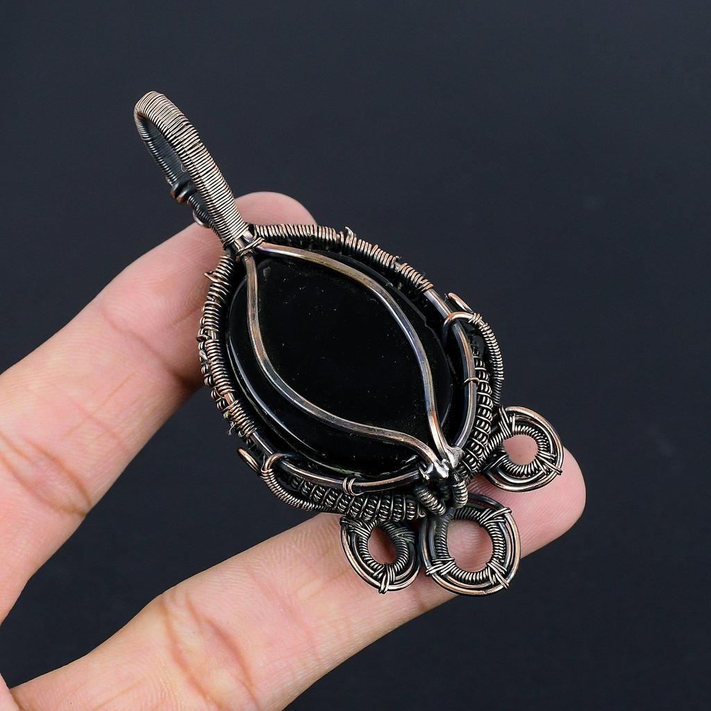 Black Onyx Jewelry,999 Copper Wire Wrapped Pendant Handmade Gemstone Jewelry, Gifts For Wife Brand New Pendant
