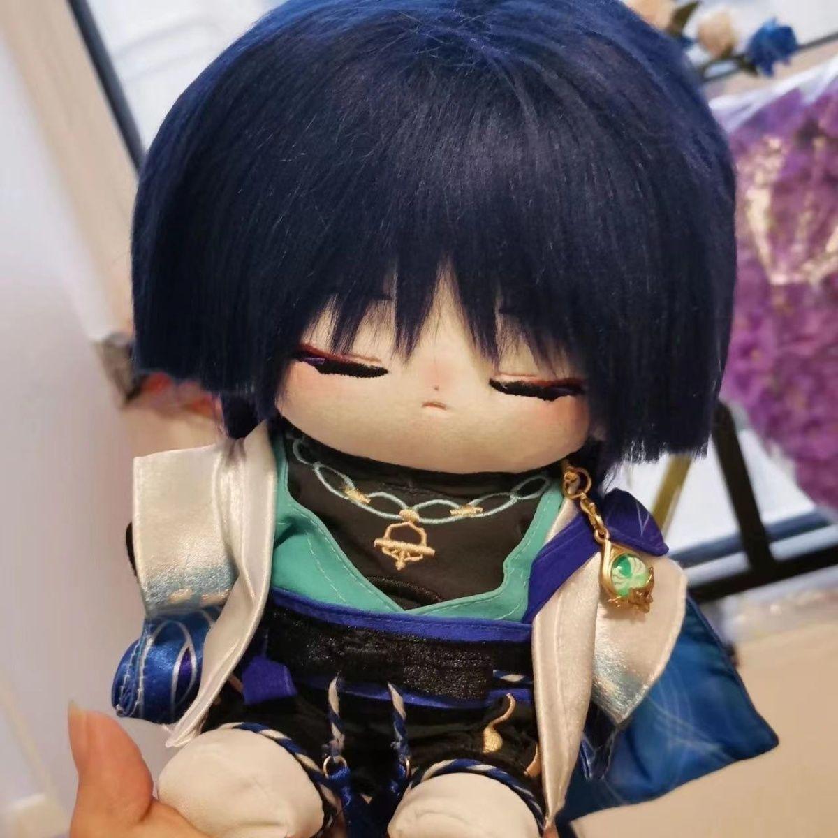Gevuld 20cm Spel Genshin Impact Wanderer Schattig Pluche Aankleden Katoenen Pop Lichaam Pluche Speelgoed Cosplay Decor Verjaardag Kerstcadeau no skeleton black