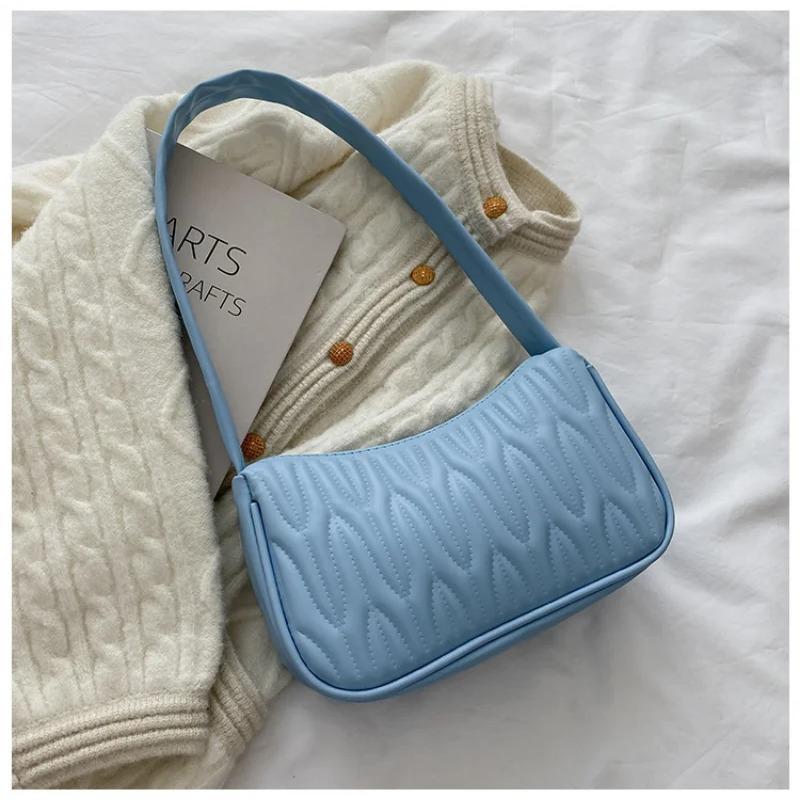 Borsa a tracolla da donna elegante, borsa da ascella di lusso, borsa a tracolla in tinta unita autunnale, tasca in PU