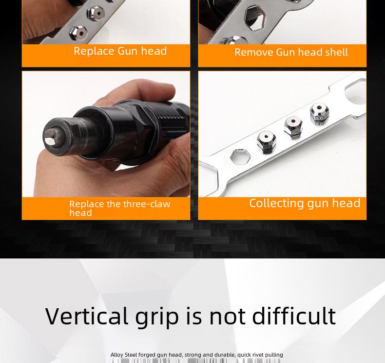 Adaptor pistol electric cu acumulator pentru piulițe nituibile și accesorii pentru scule de nituit