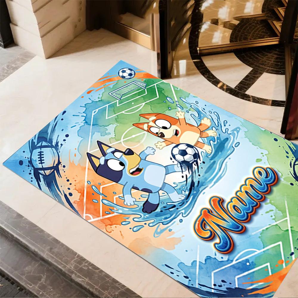 Winter Soccer Fun Personalized Name Floor Rug Office Rug Suitable for Study room Hallway Dining Room Living Rooms Anti-slip Rug Decorate Offices