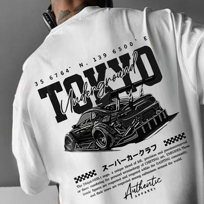 2026 Unisex Tokio U-Bahn Grafik T-Shirt Schwarz Weiß Anime Auto Design Lässiges Kurzarm-T-Shirt für Outdoor-Aktivitäten Sommer