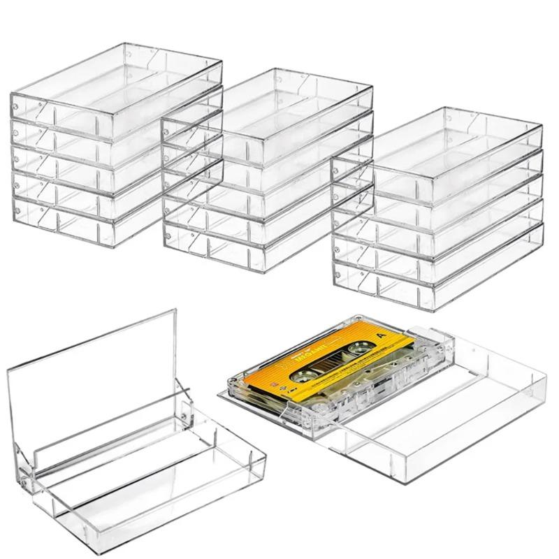 10Pcs Clear Plastic Cassette Tape Storage Cases Portable Audio Protector Boxes Holders 4.3x2.76x0.57 Inch Home Storage Supplies
