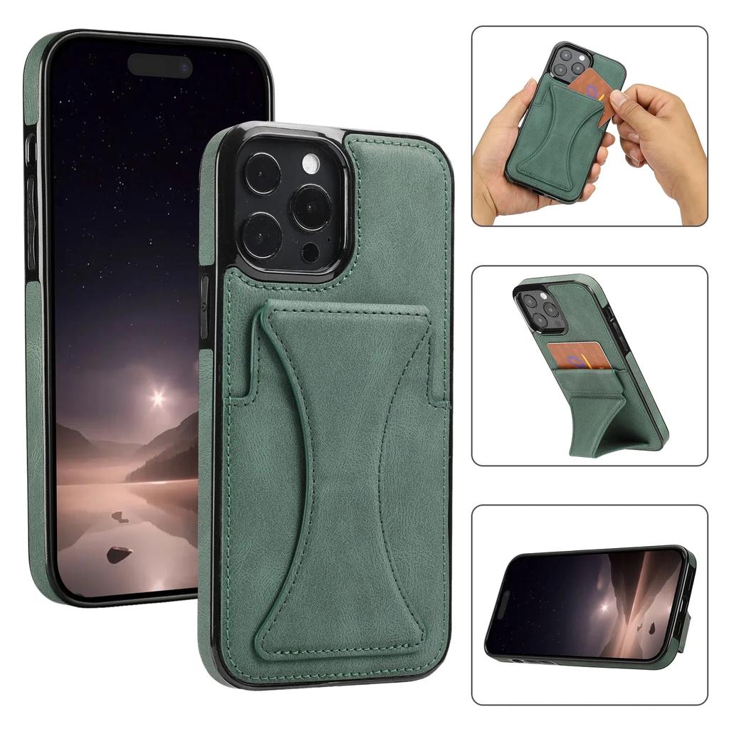 High Quality PU Leather Protective Credit Card Slots Foldable Kickstand Phone Case for iPhone 16 Pro Max 15 Plus 14 13 12 11
