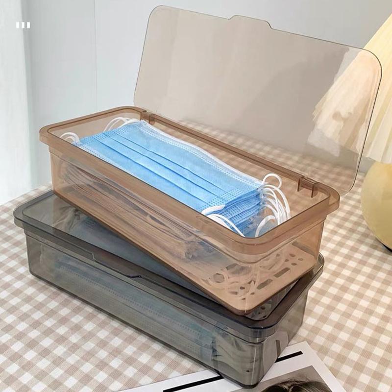 Masken-Aufbewahrungsbox Staubdicht Transparent Schreibtisch-Ordnung Kleinteile-Aufbewahrungsbox