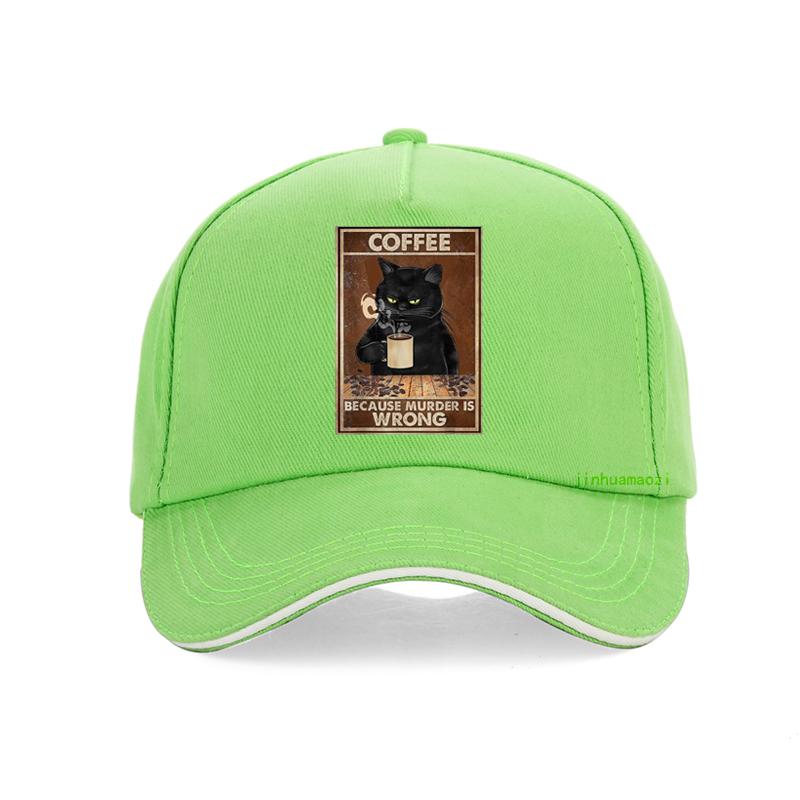Kaffee, weil Mord falsch ist, schwarze Katze trinkt Kaffee, lustige Baseballkappe, Unisex, verstellbar, Sommer-Visier, Hip-Hop-Snapback-Mütze