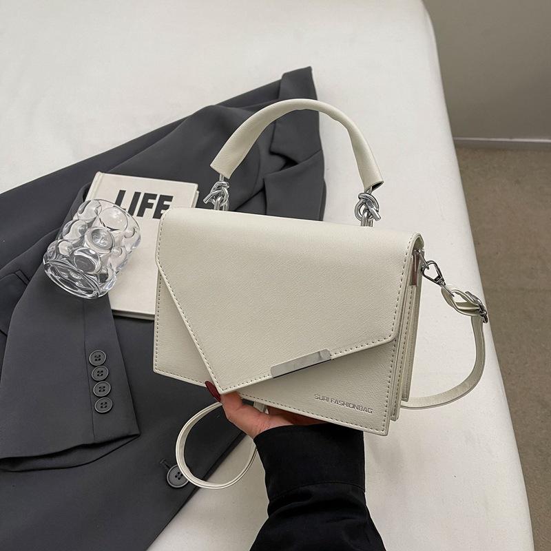 Fashionable Texture Color-blocking New Summer Casual Simple Crossbody Metal Niche Handheld Small Square Bag Women's Trendy