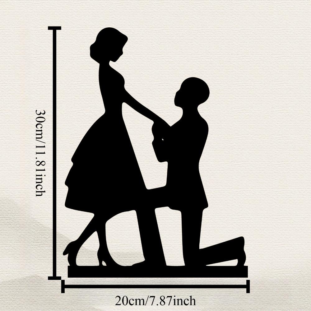 Metal Wall Art Proposal Scene Romantic Statue Mural Valentine Gift Wedding Anniversary Home Decor Rust Resistant Sculpture