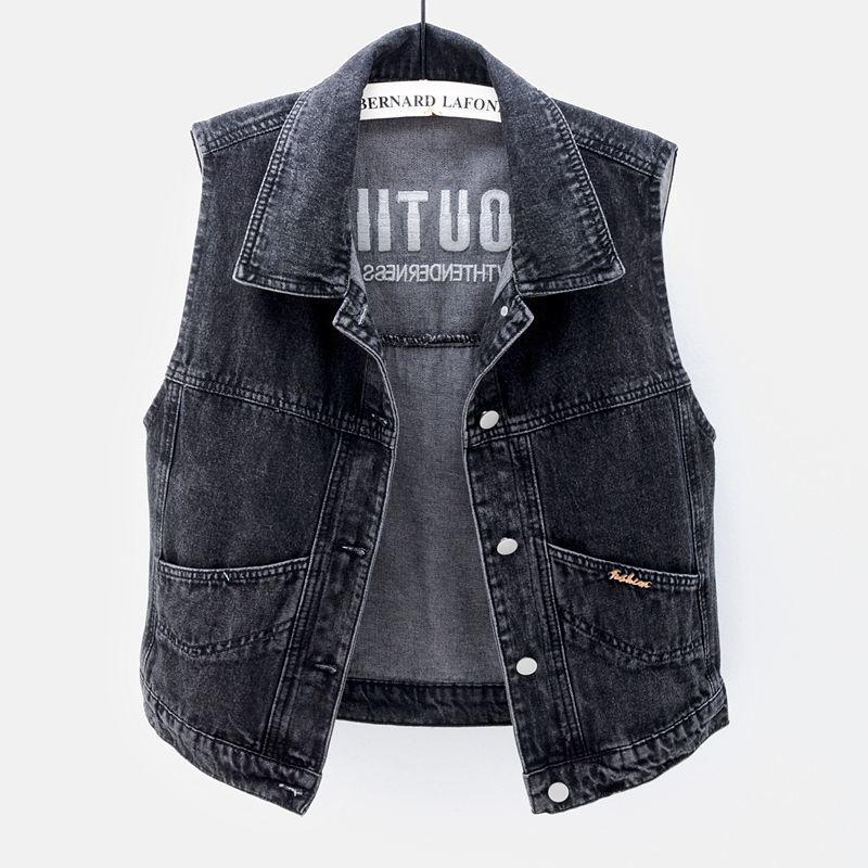 Women's Lamb Wool Velvet-Lined Denim Vest: Autumn/Winter, Loose-Fit, Sleeveless, Short Waistcoat.