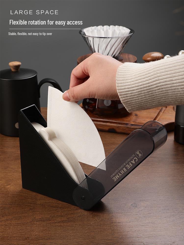 V60 Coffee Filter Paper Holder with Cover - Dust-Proof Storage Box for Hand-Brewed Filters