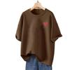 Women's 2026 Summer Heart Print Loose Fit Short Sleeve T-Shirt