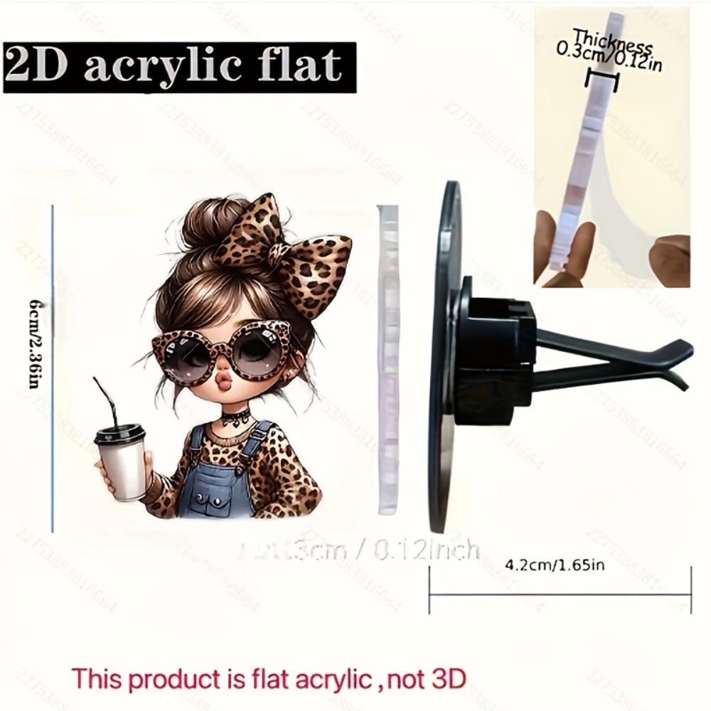 2D Flat Fashion Girl Car Vent Clip Decorative Diffuser (fragrance Not Included), Car Interior Decoration, Aromatherapy Clip, Ideal for Holiday Gifts