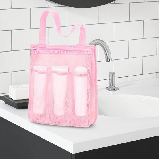 Geantă de depozitare Portabilă Plasă Caddy de duș Capacitate mare Închidere cu fermoar Geantă de duș pentru baie cu buzunare laterale