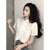 Chinese Style Shirts Women Modern Crop Pure Summer All-match Sweet Girl Irregular Fashion Lady Elegant Thin