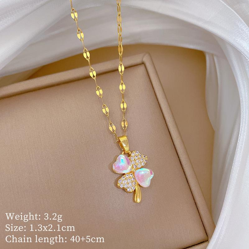 

Aurora Lucky Grass Temperament Micro-Diamond Necklace Women S Exquisite Wind Collarbone Chain With Jewelry