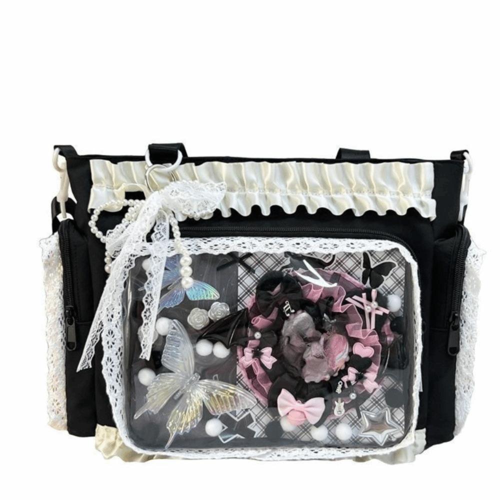 Bowknot Lolita Transparent Crossbody Bag Large Capacity Tote Bag Cute Anime Shoulder Bag  Outdoor