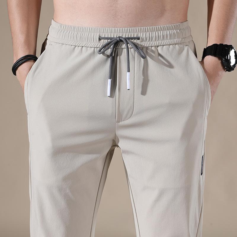 Summer new sweatpants men's straight loose elastic non-iron casual pants men's trendy elastic pants