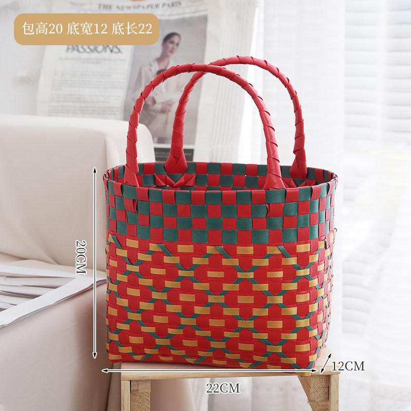 Weaving Handbag Ins Shopping Shopping Basket Beach Picnic Outdoor Hand Carry Vegetable Basket Versatile Fashion Vacation Bag