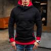 Felpa da uomo Autunno Inverno con zip obliqua Patchwork a contrasto Pullover Spessa Vestibilità aderente Felpa con cappuccio Streetwear