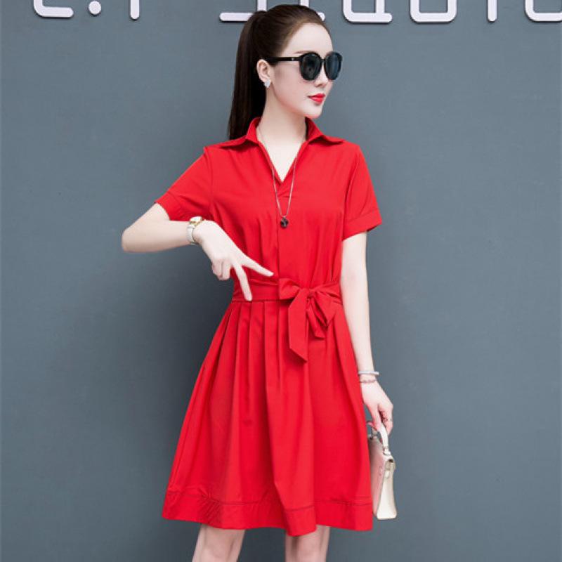 2024 Women's Summer Slimming Dress - Stylish, Belly-Concealing with Skirt Collar