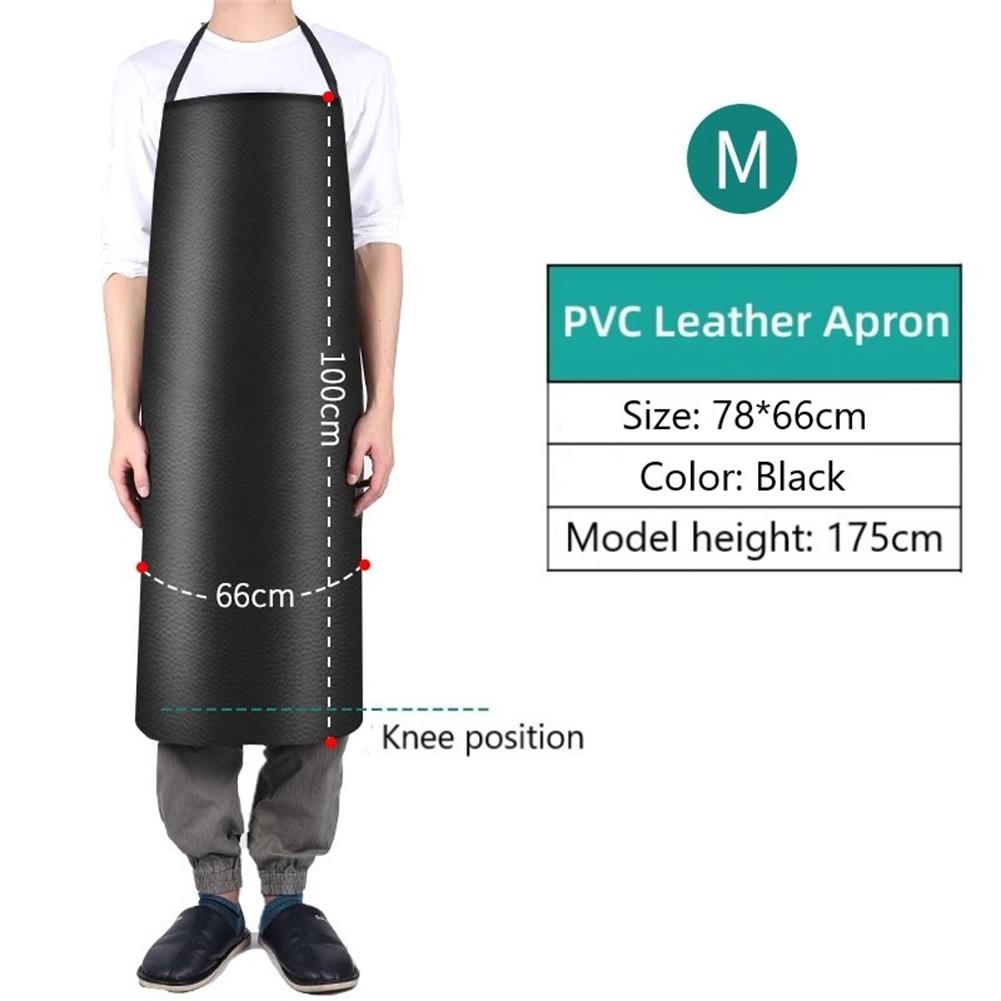 Oilproof Kitchen Apron PVC Leather Waterproof Black Comfortable
