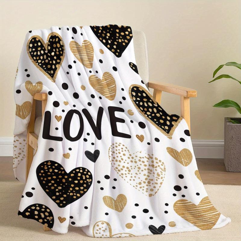 [Soft Warm Love-Themed Throw Blanket] Cozy Love-Themed Flannel Throw Blanket - Soft Lightweight & Warm for All Seasons