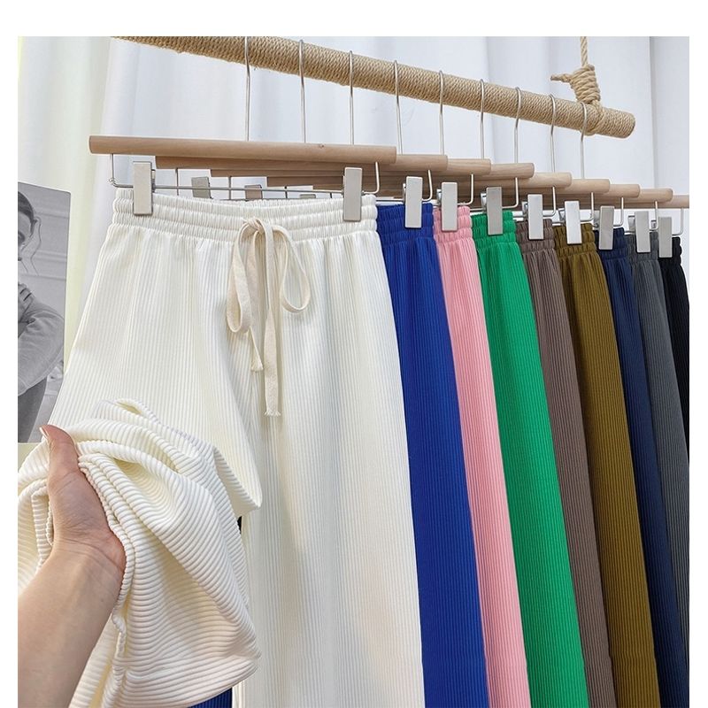 

Spring and Summer New Arrival 3D Cutting Elastic Waist Flat Stomach Tight Waist Slim Looking Invincible Draped Casual Pants Long Pants White All yards