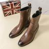 Chelsea Boots Autumn and Winter High-top Leather Shoes British Cigarette Boots Medium-top Martin Boots High-end Business Short Boots