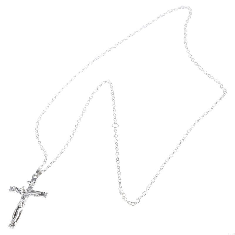62KD Intricate Crosses Pendant Necklace Metal Chain Neckwear for Fashion Enthusiasts