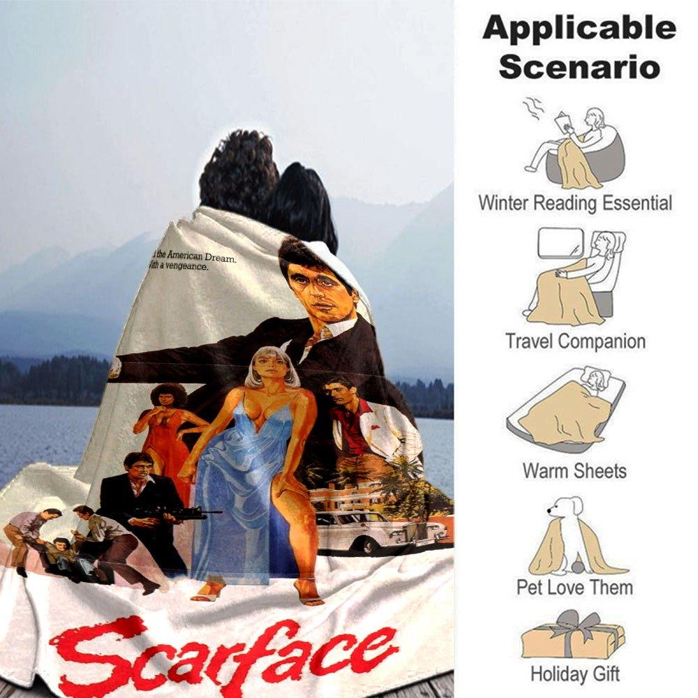 1pc Scarface-Inspired Flannel Blanket - Soft Cozy All-Season Throw for Bedroom, Sofa, Camping, Travel - Perfect Gift for Movie FansB54