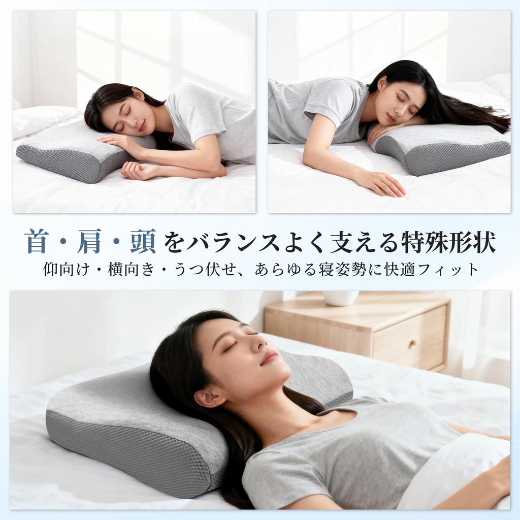 HOSUR Memory Foam Pillow for a Comfortable Sleep, Relieves Neck Pain, Adjustable Height (HighLow), Suitable for Side and Back Sleepers, Shoulder