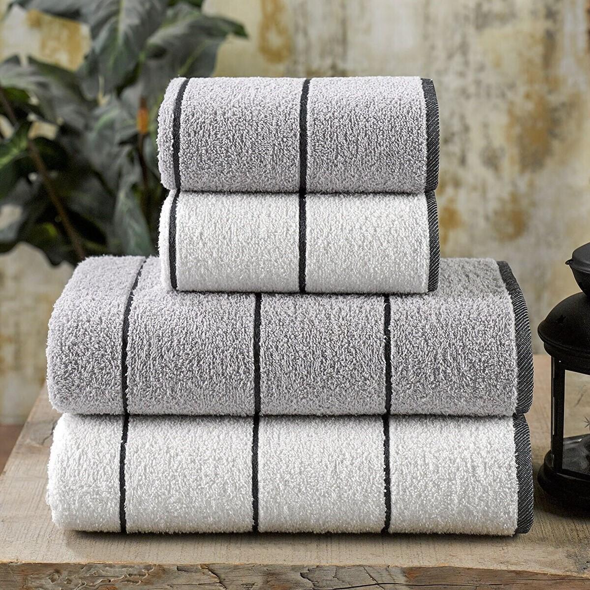 

Рушник для ванної кімнати зі 100% натуральної бавовни, набір для рук і обличчя з 4 предметів, турецька висока якість, розкіш, суперм’який, чудово поглинає (70x140)(50x90) 2(70x140),2(50x90) сірий