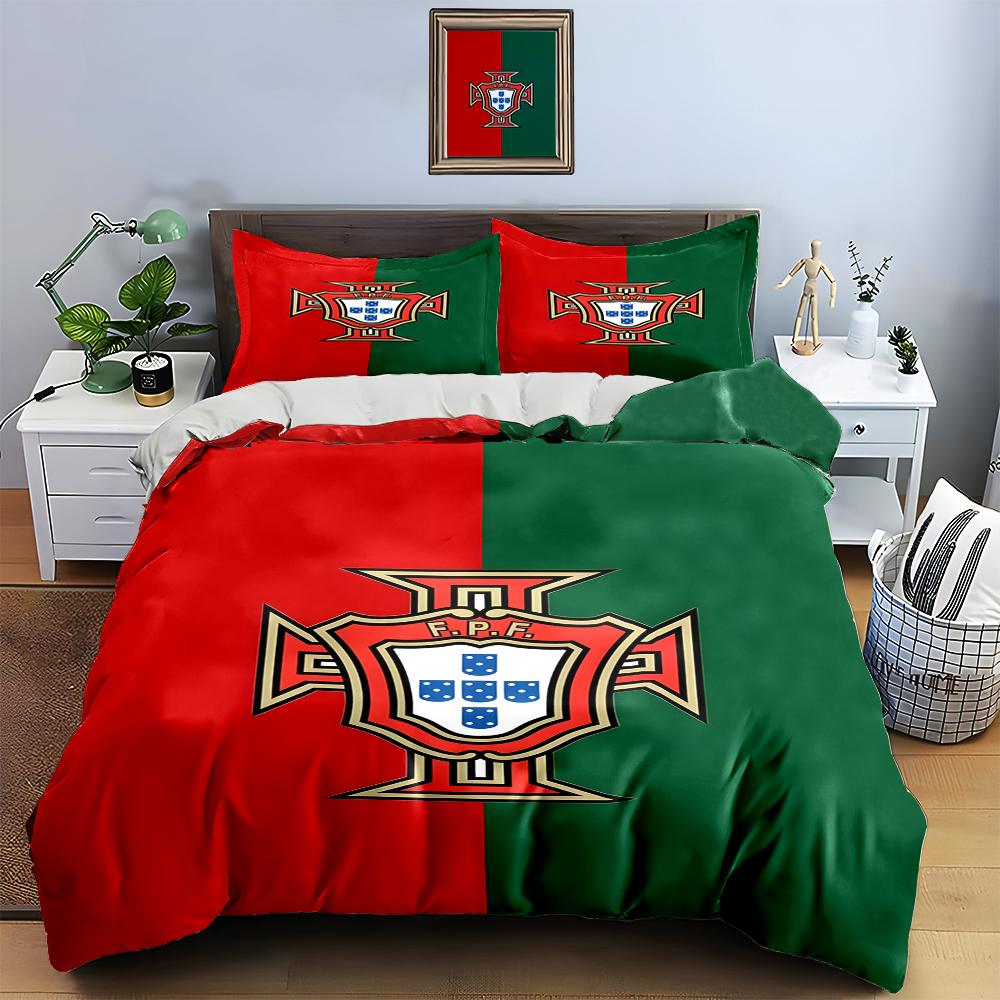 Red-green crest. Bedding Duvet cover sets Duvet covers Pillowcases gifts (1 * Duvet Cover 2 * Pillowcases, without duvet insert)