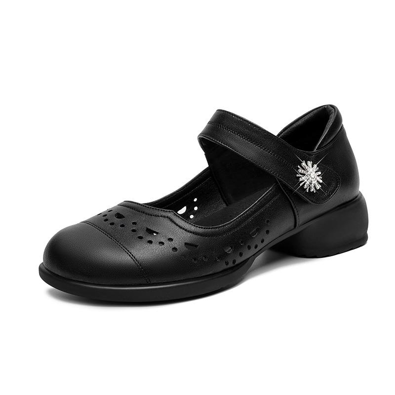 Fashion Vintage Breathble Comfortable Shallow Mouth Genuine Leather Shoes 2025 Spring Flat Platform Shoes Genuine Leather Shoe