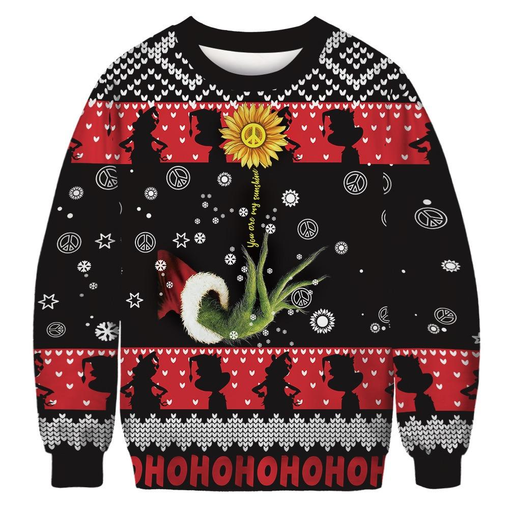 Karneval Weihnachten Mode Herren Damen Pullover Grünes Pelzmonster Druck Pullover Cartoon Lässig Sweatshirt t-shirt Kleidung