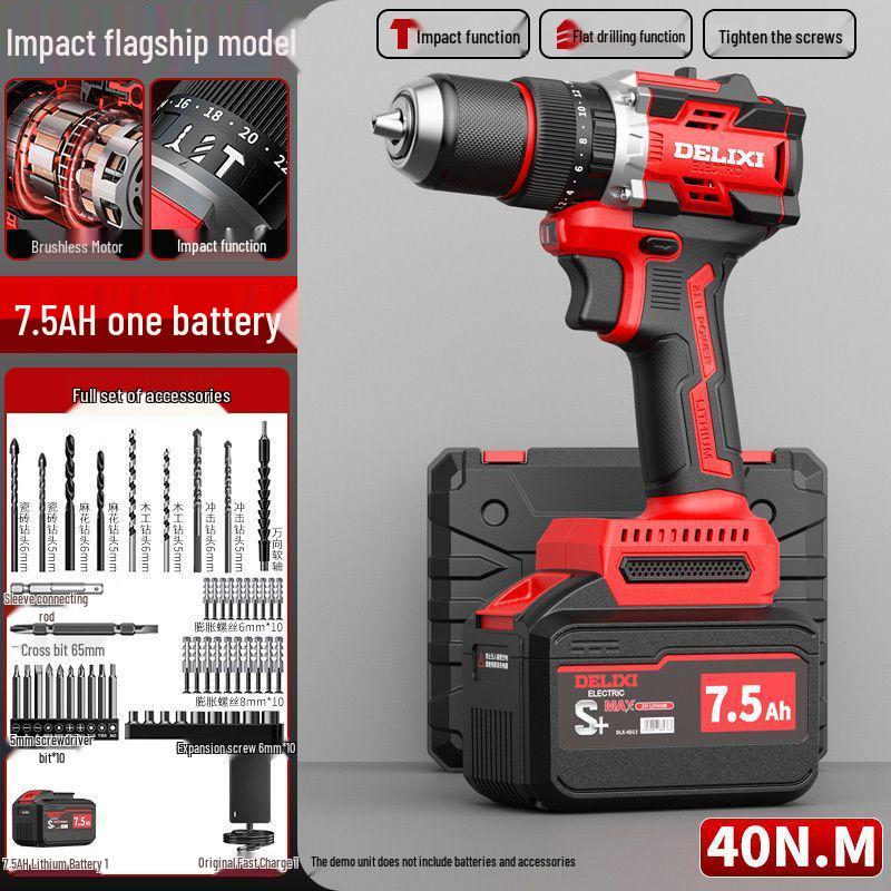Delixi Cordless Brushless Hammer Drill & Electric Screwdriver with Lithium Battery