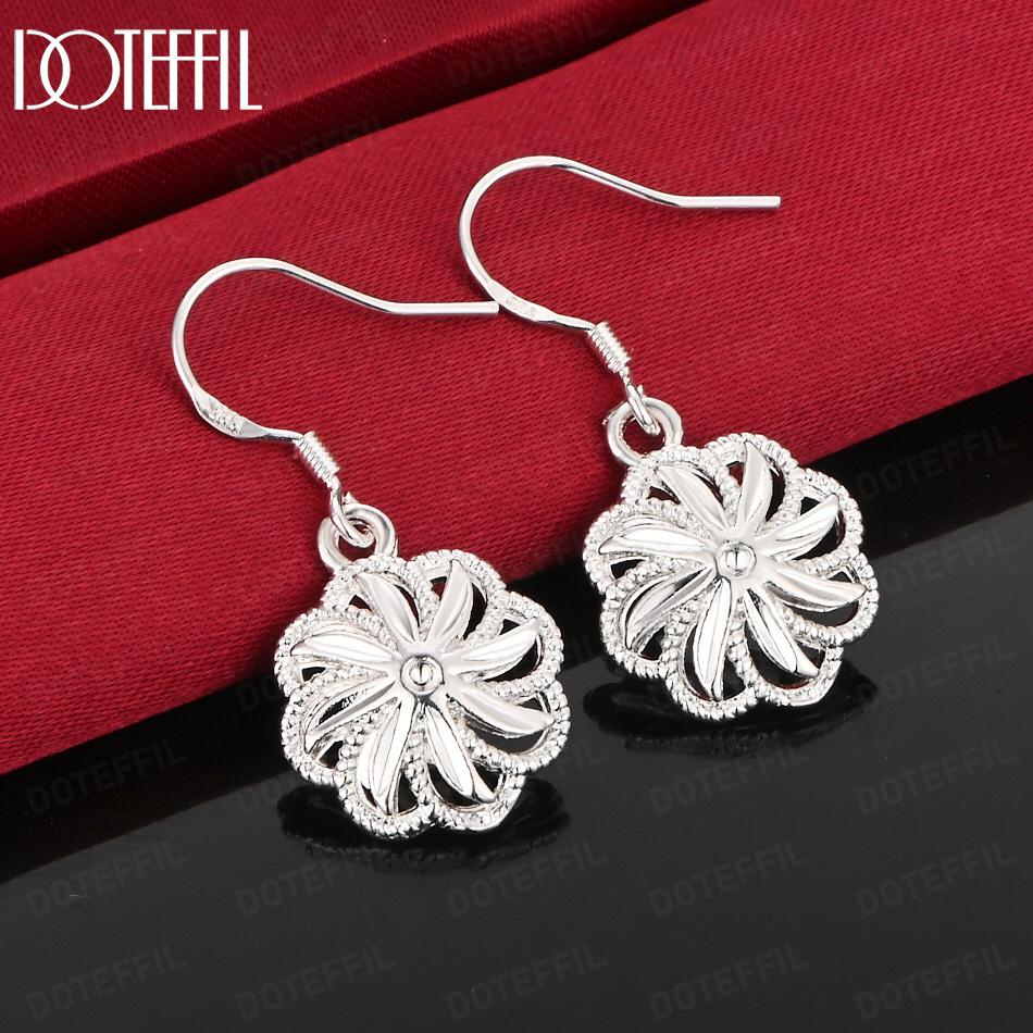 925 Sterling Silver Openwork Firework Pendant Earrings - Romantic Gift Jewelry