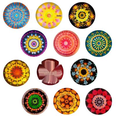 Mandala Pattern Crystal Glass Soft Magnet for Refrigerator & Whiteboard Decoration