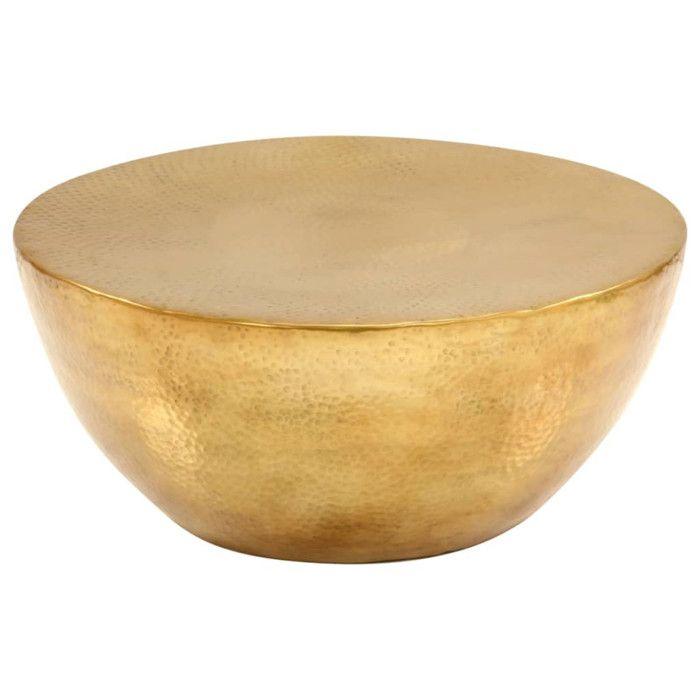 VidaXL Table basse Aluminium martelé 70 x 30 cm Laiton